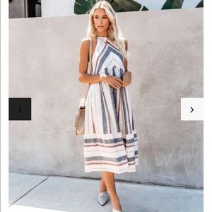 VICI ROSEMARY STRIPED POCKETED COTTON DRESS